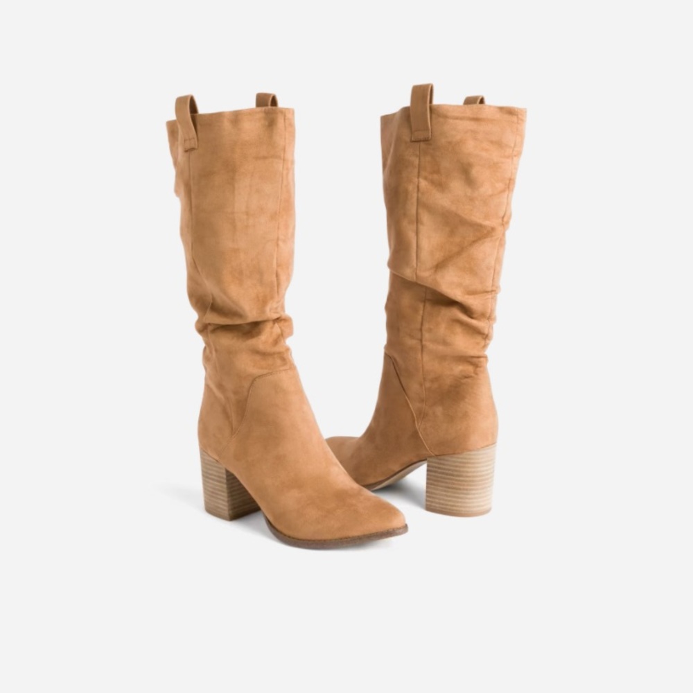 Tan high heel boots